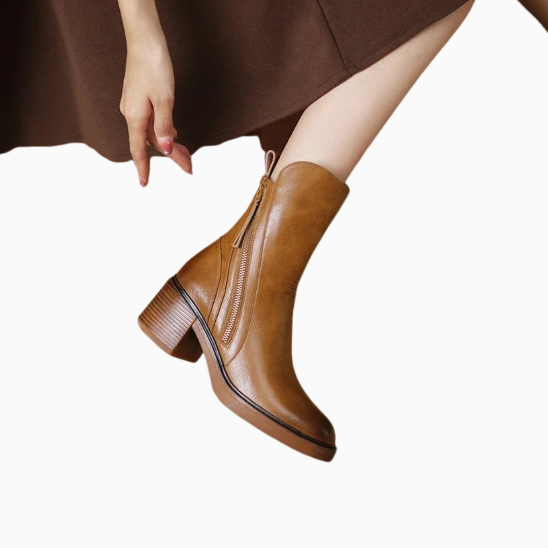 Bottines femme à fermeture zippée latérale talon bloc