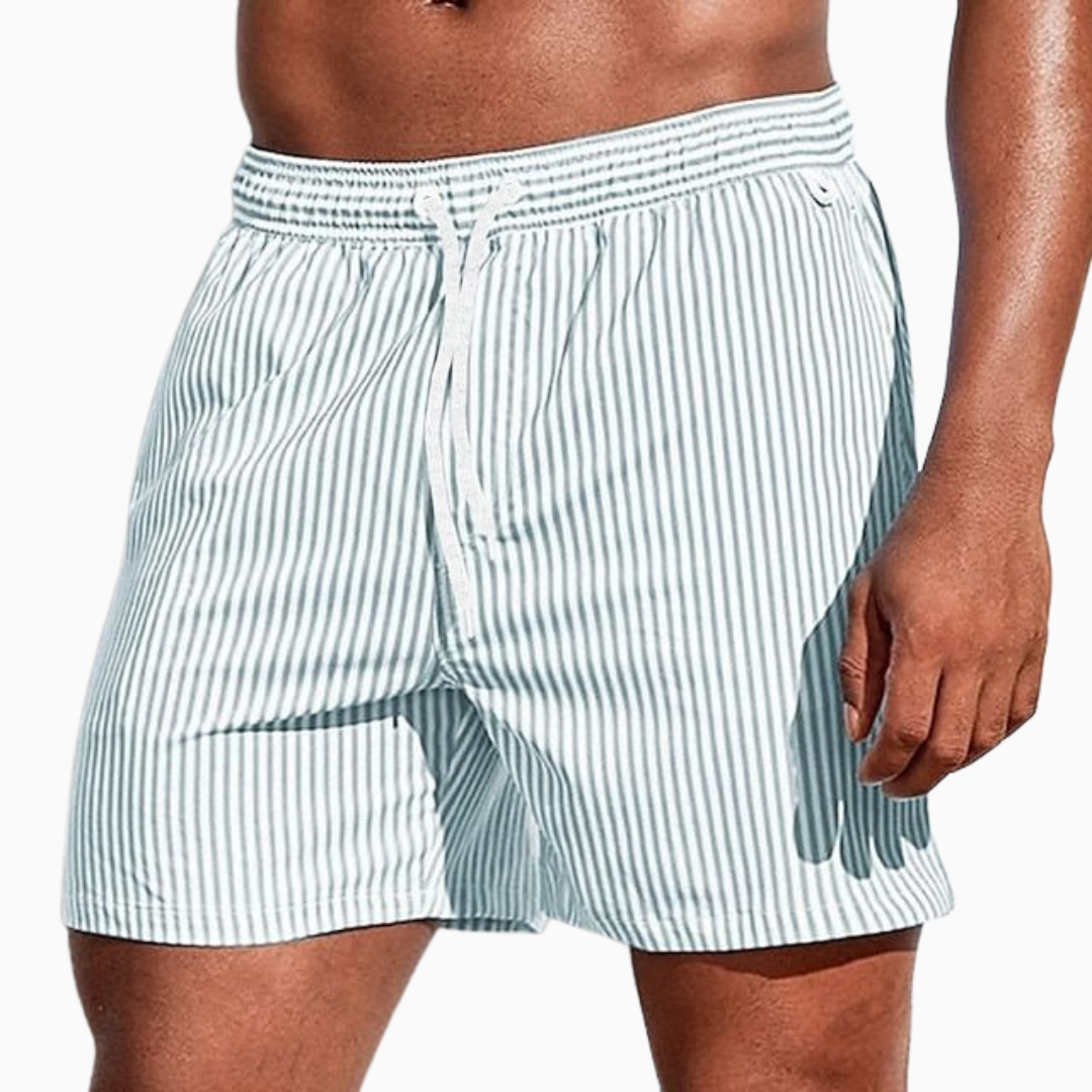 Milan short de bain homme rayé taille élastique avec cordon coupe décontractée