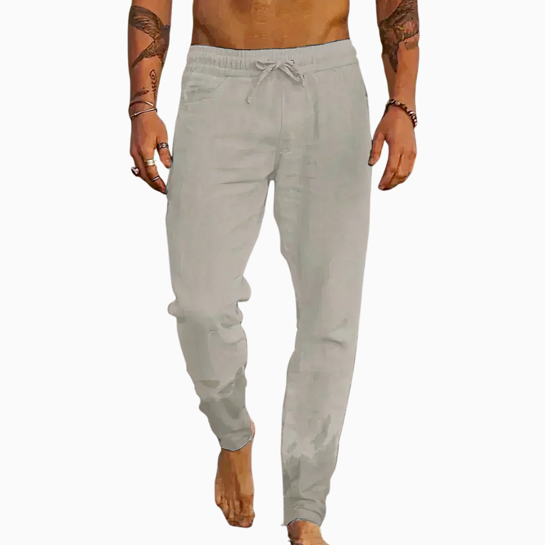Milan pantalon homme confortable en lin avec cordon style décontracté été