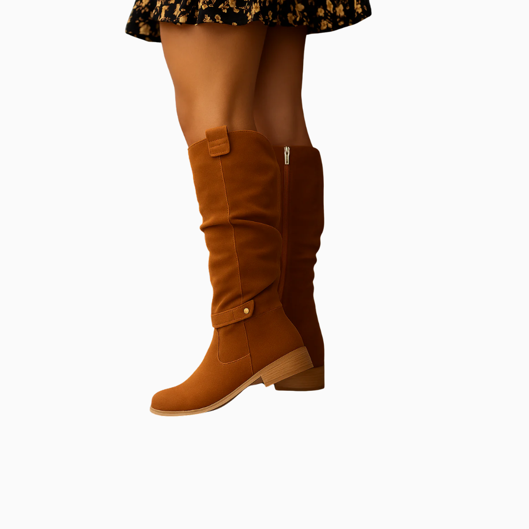 Bottes hautes femme style froncé décontracté chic