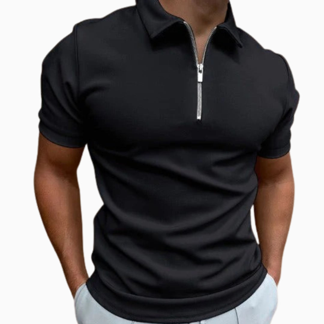 Polo Homme Col Zippé – Manches Courtes Coupe Moderne | Style Casual Chic Estival