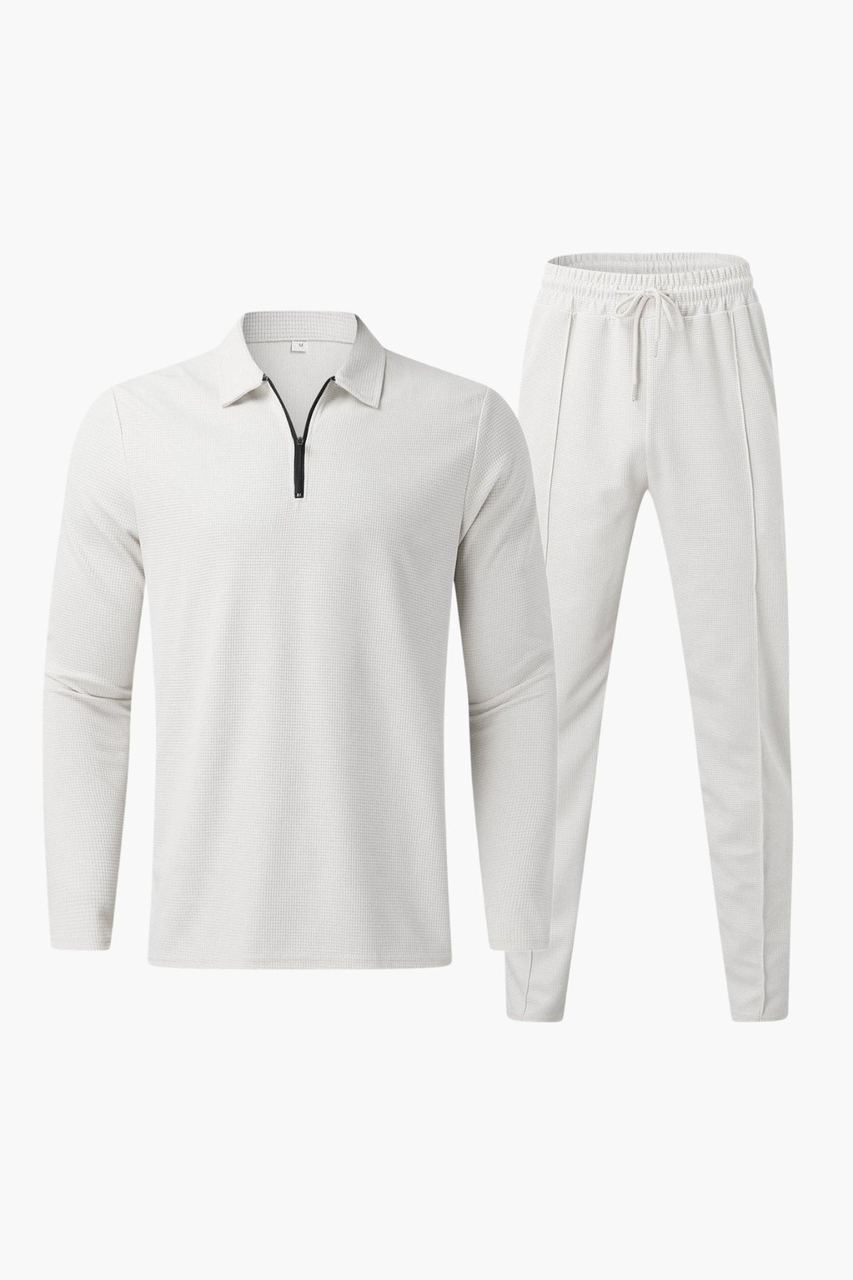 Ensemble Homme Haut Zippé et Pantalon – Ensemble Détente Tissu Texturé | Casual Chic Mi-Saison