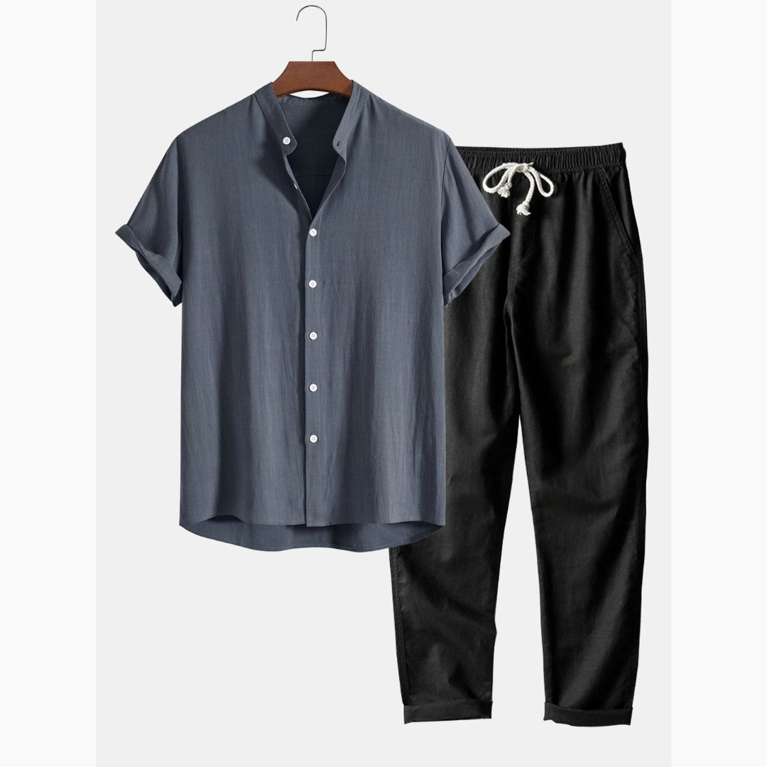 Ensemble Lin Homme Été – Chemise & Pantalon Léger Respirant | Vacances & Casual