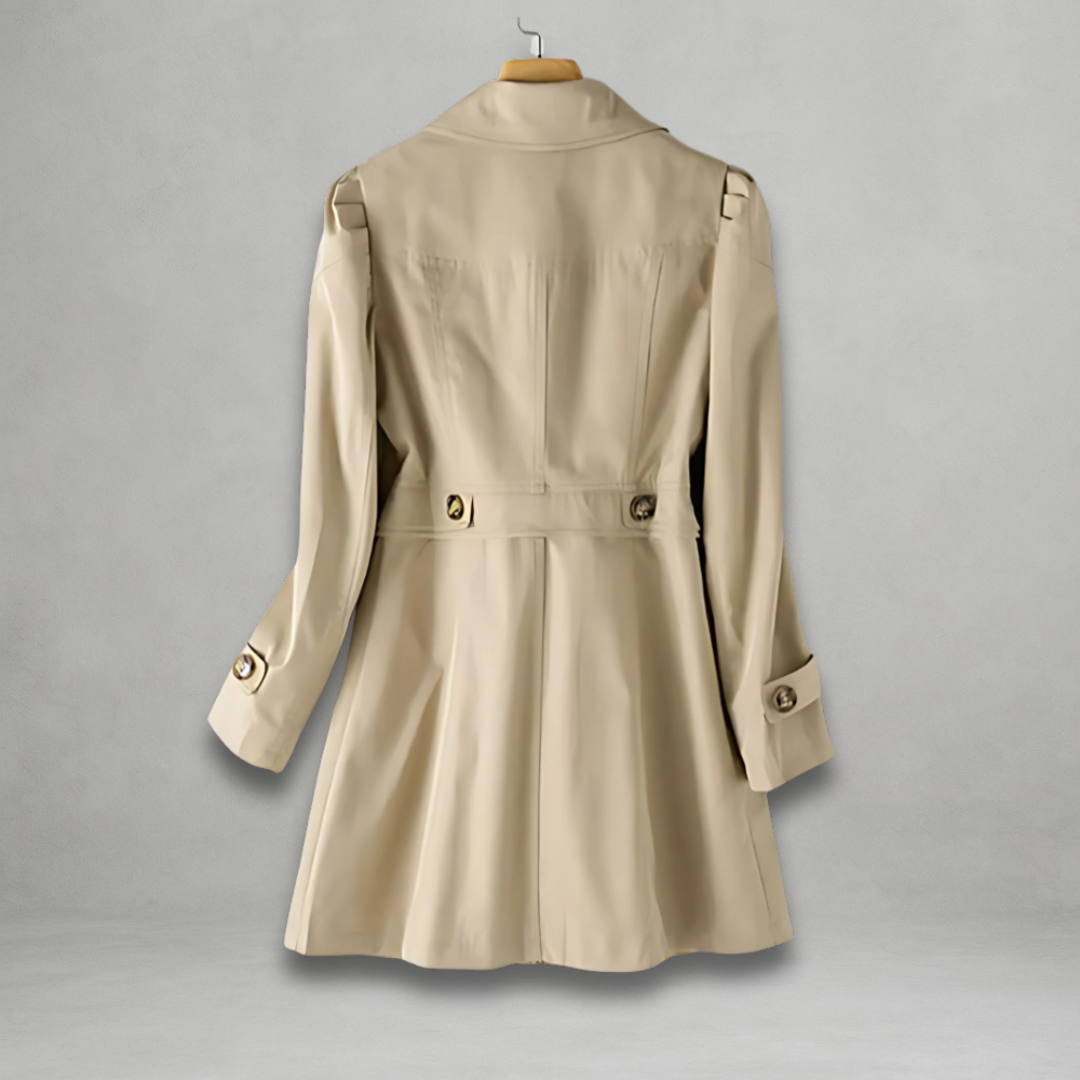 Trench-coat femme classique en coton mélangé – manteau mi-long à col revers et fermeture boutonnée