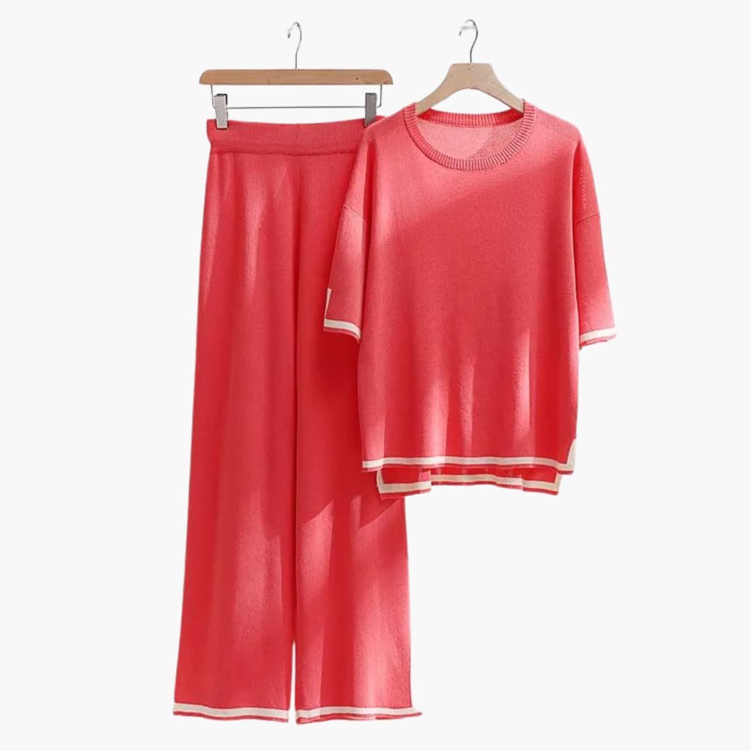 Ensemble Deux Pièces Femme Maille Texturée – Pull & Pantalon | Victoria Style Hiver Automne