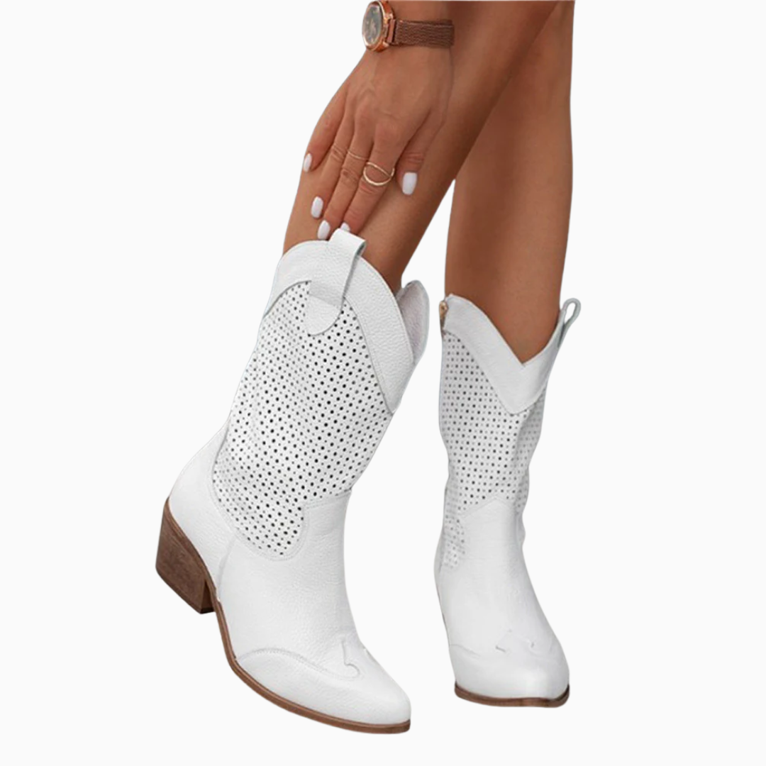 Bottes cowboy femme perforées mi mollet style western