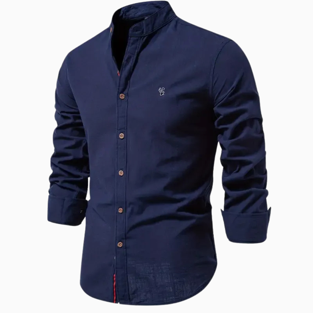 Elio chemise homme manches longues col montant style casual