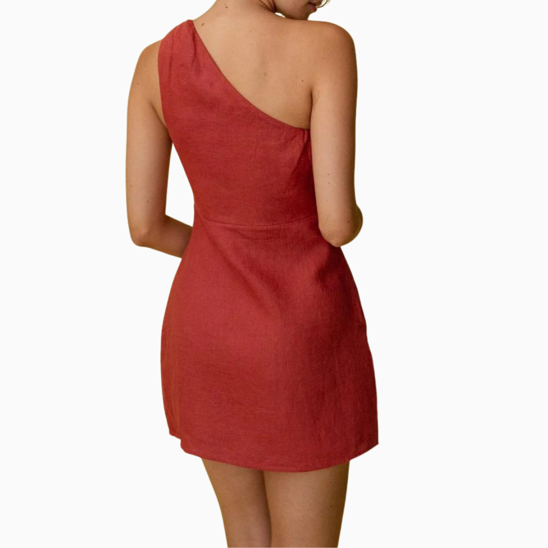 Robe Mini Femme Une Épaule – Coupe Droite Asymétrique | Style Soirée Moderne