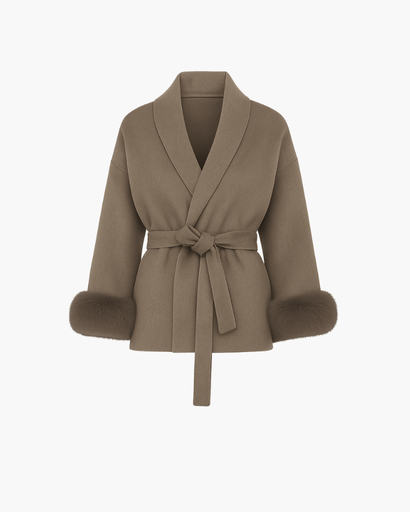 Manteau femme à ceinture - coupe ample avec manches élégantes