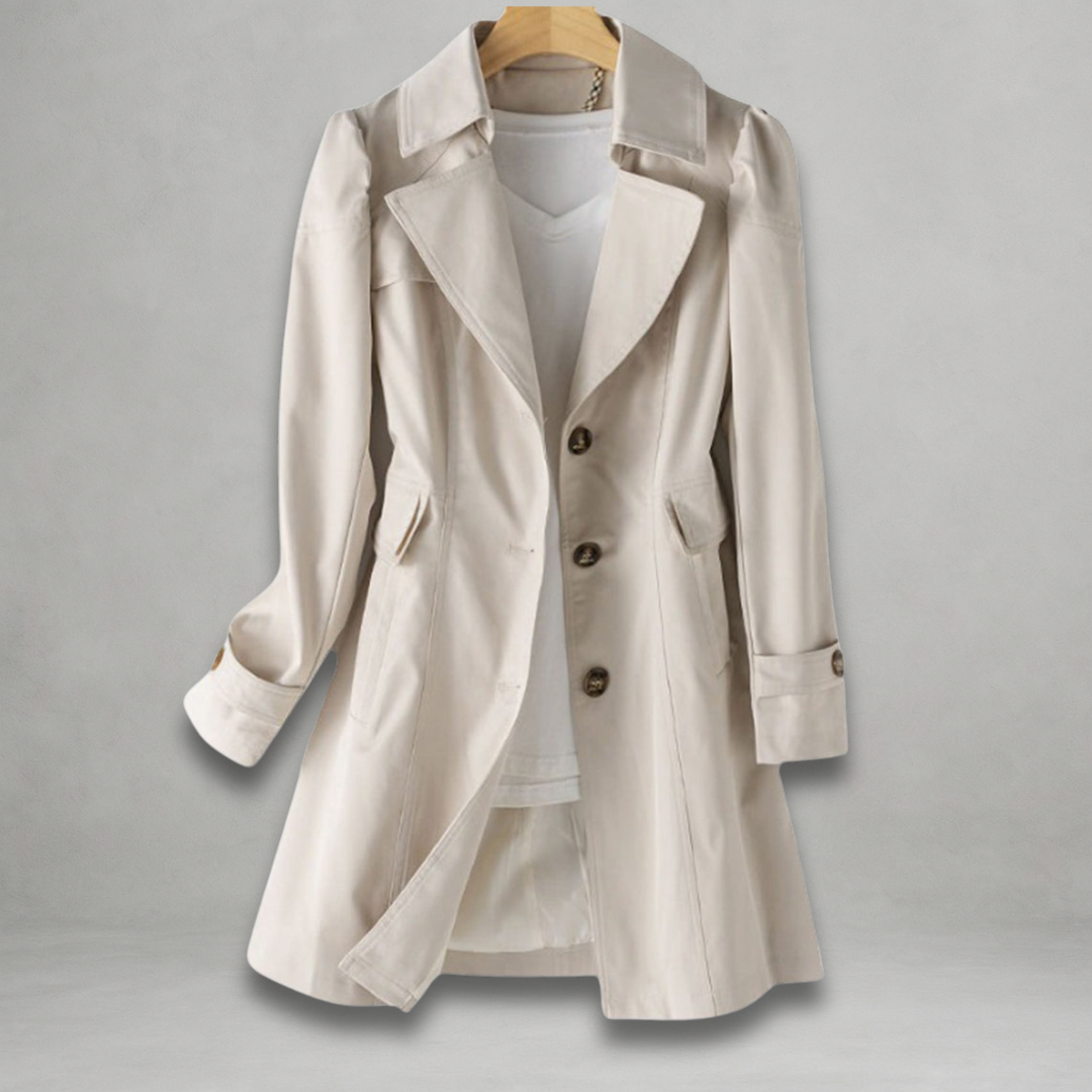 Trench-coat femme classique en coton mélangé – manteau mi-long à col revers et fermeture boutonnée