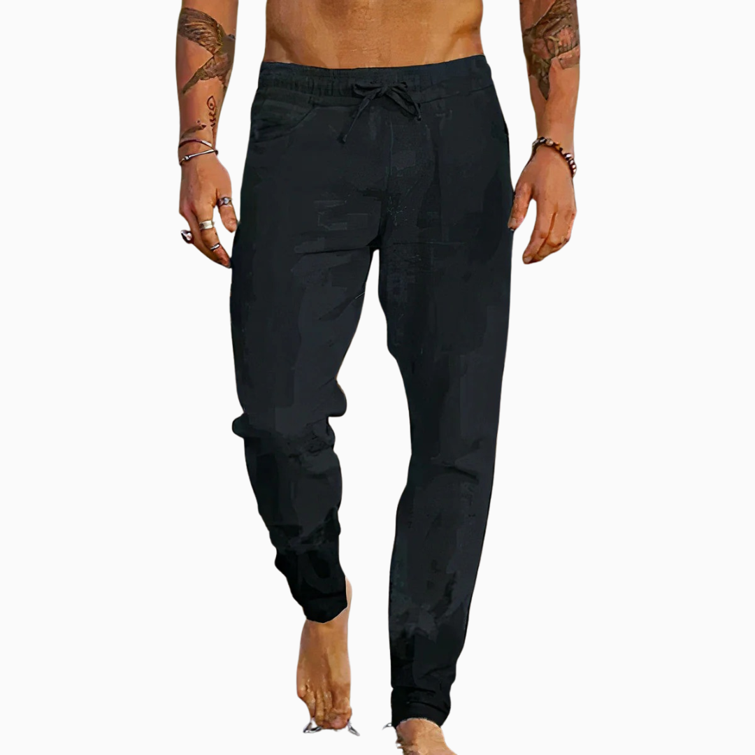 Milan pantalon homme confortable en lin avec cordon style décontracté été