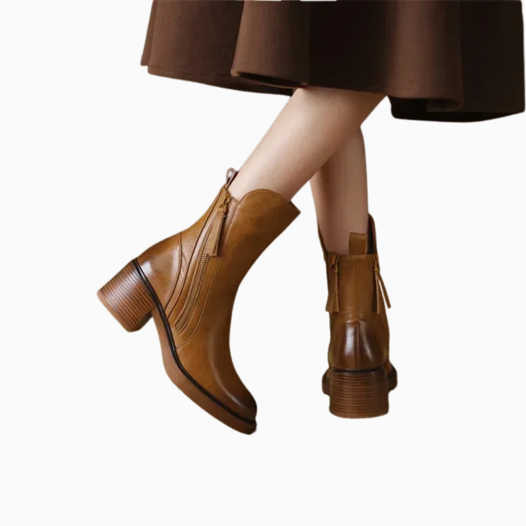 Bottines femme à fermeture zippée latérale talon bloc