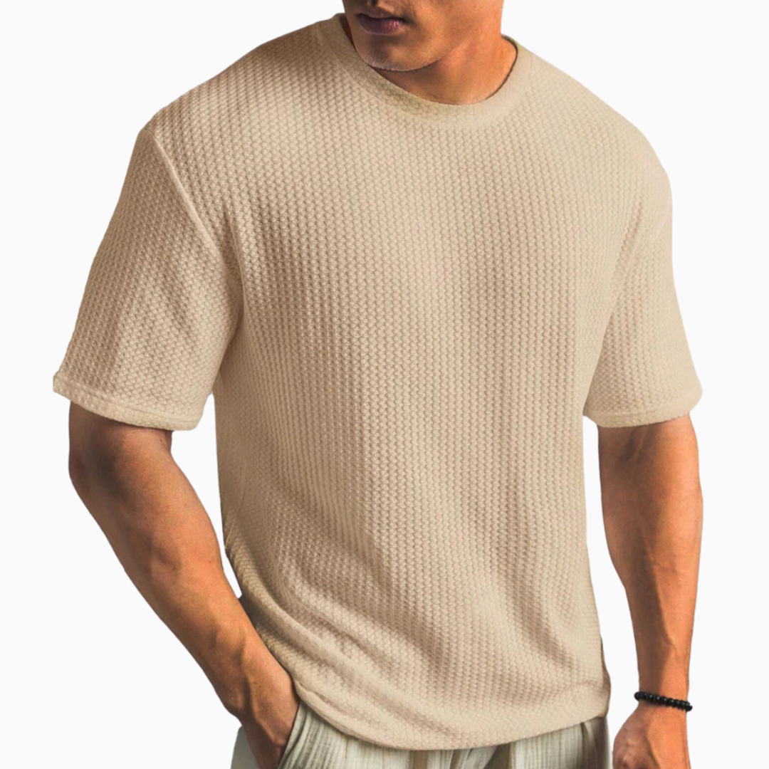T-shirt homme texture gaufrée manches courtes col rond coupe confortable