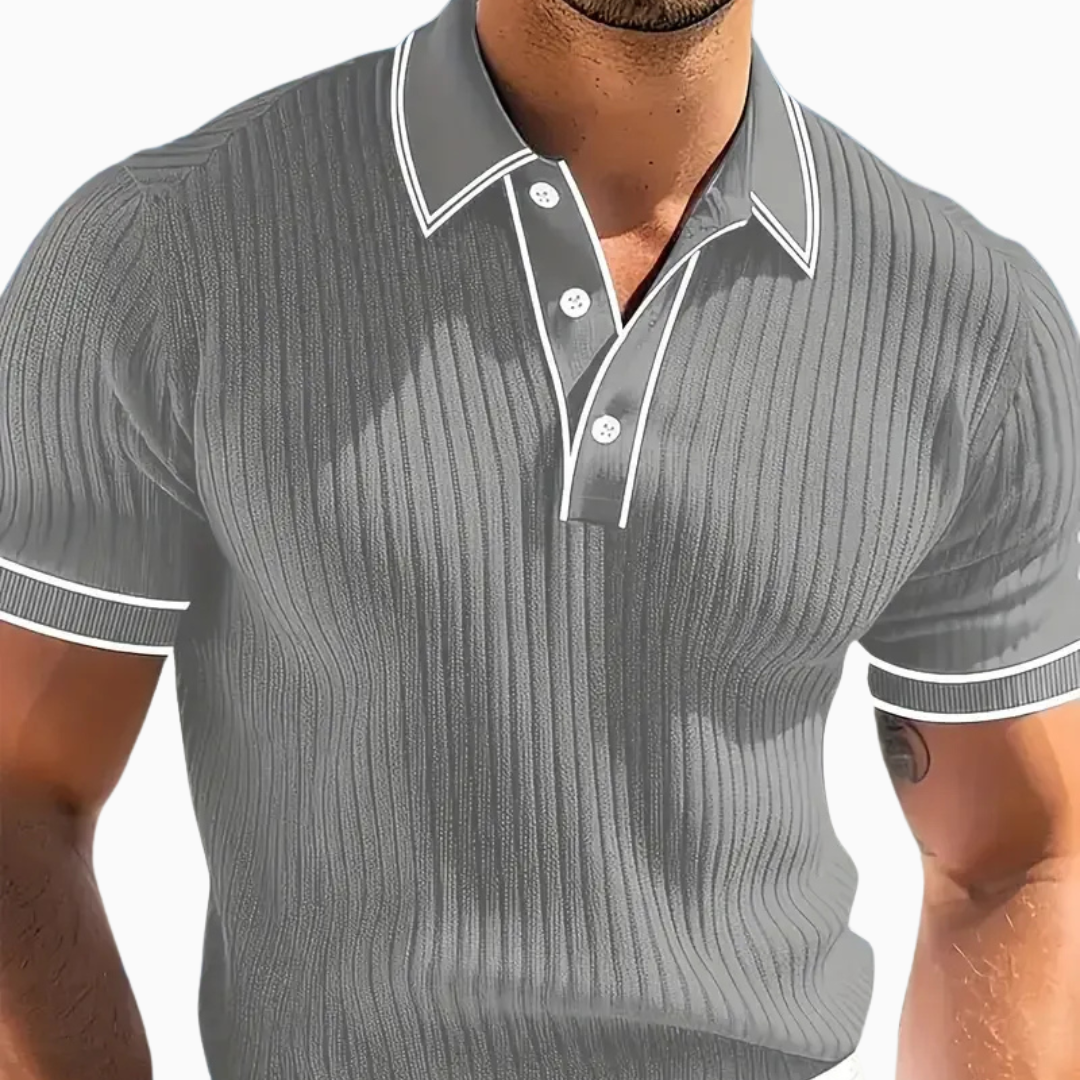 Polo Homme Slim – Texture Côtelée Finition Contrastée | Moderne & Estival