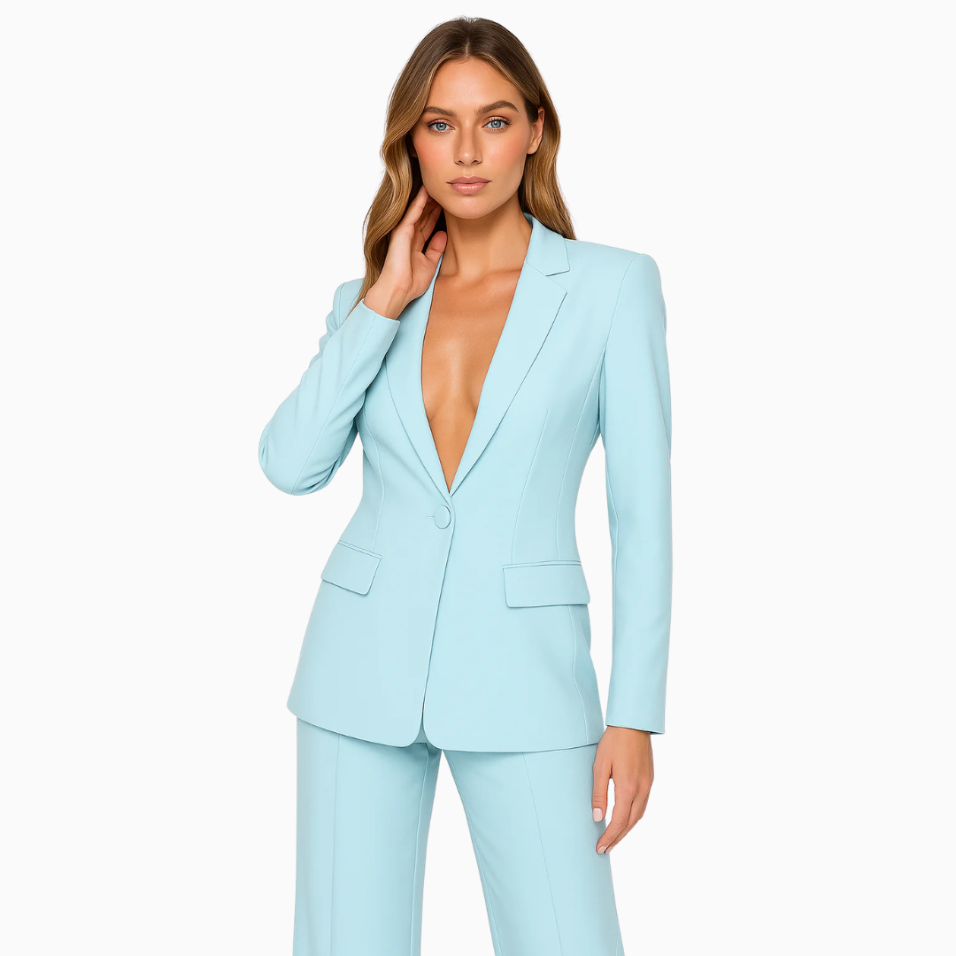 Ensemble Femme Blazer Cintré & Pantalon Large – Fermeture Boutonnée | Look Chic Garanti