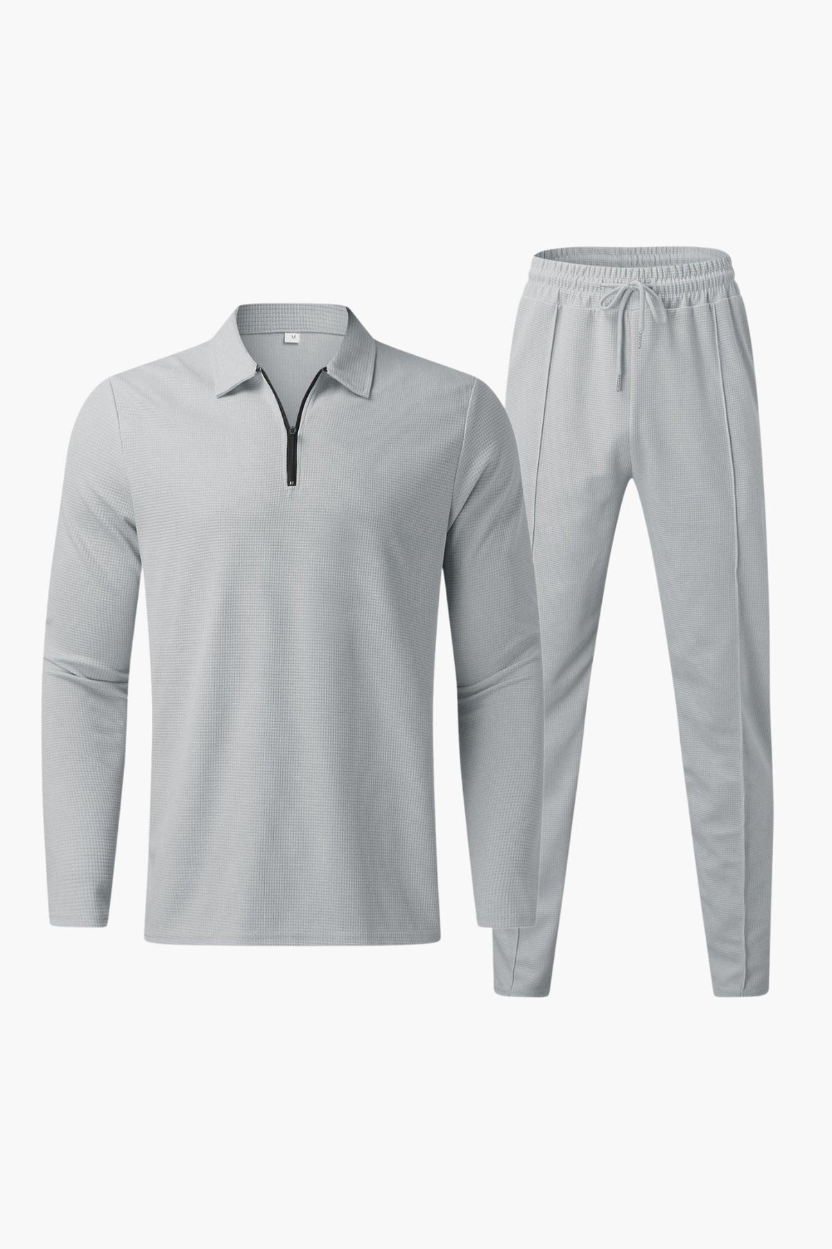 Ensemble Homme Haut Zippé et Pantalon – Ensemble Détente Tissu Texturé | Casual Chic Mi-Saison