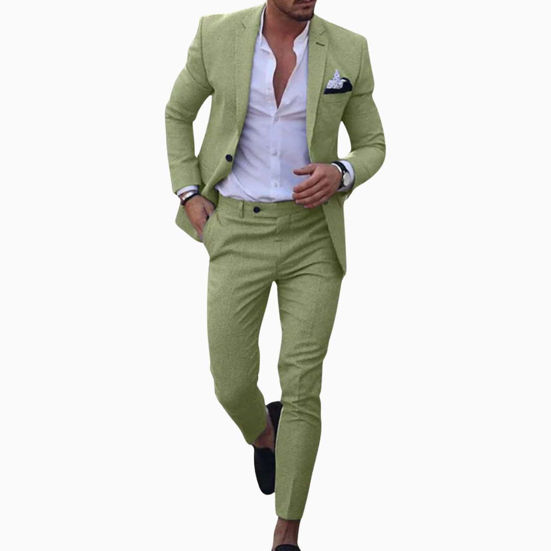 Costume homme veste et pantalon coupe ajustée fermeture boutonnée