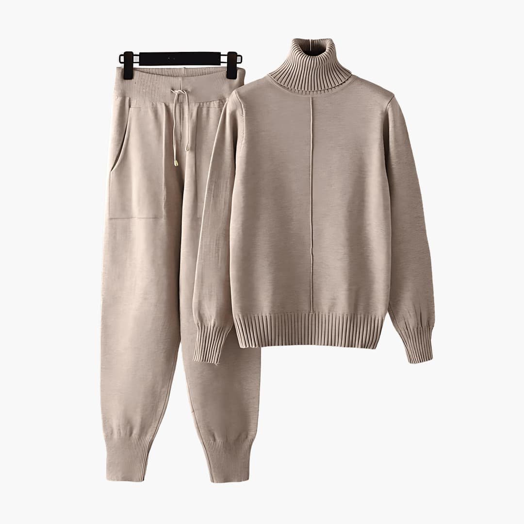 Ensemble Col Roulé Côtelé Femme – Pull & Pantalon Taille Unique | Lainey Loungewear Hiver