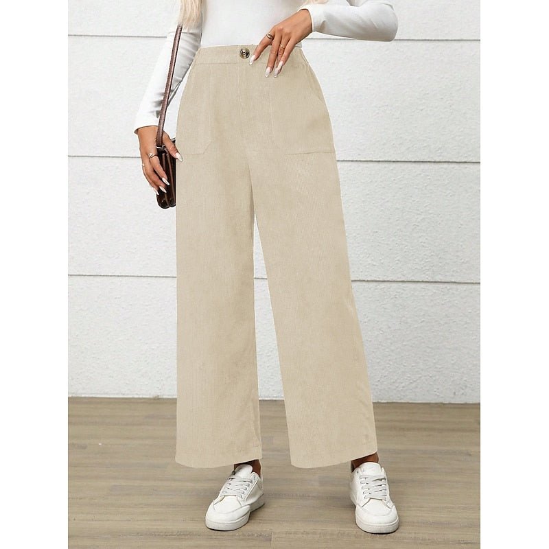Pantalon Large Femme Taille Haute Marron Foncé – Jambe Ample | Aura Pantalon Palazzo