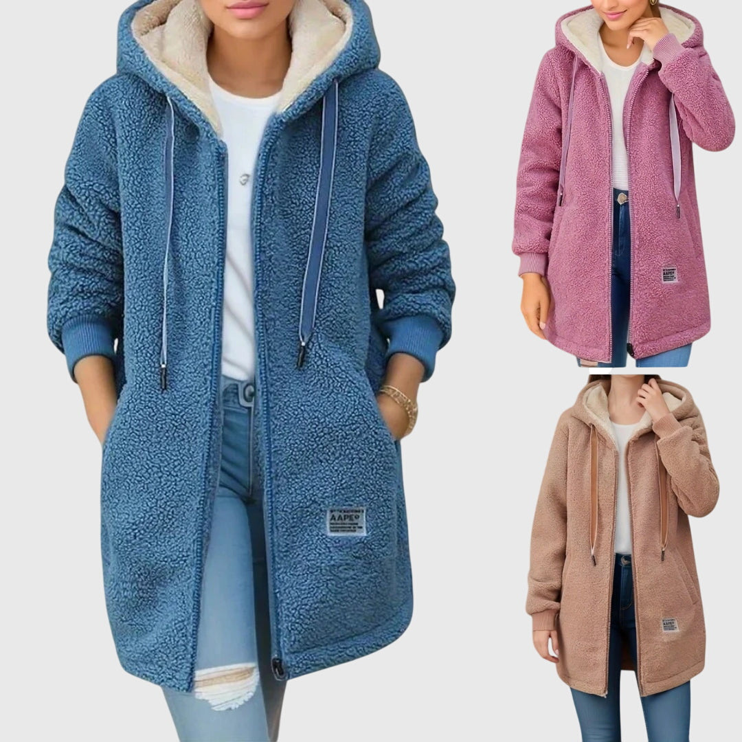Manteau polaire à capuche pour femme