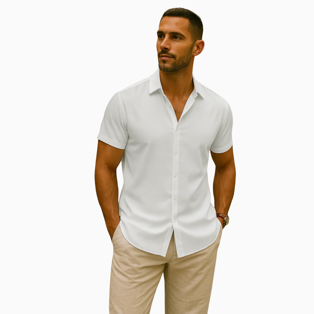Blouse Homme Été – Manches Courtes Col Classique Légère | Style Casual & Estival
