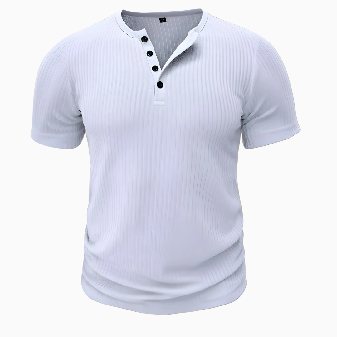 T-Shirt Homme Col Boutons – Coupe Ajustée Tissu Texturé | Style Casual Moderne