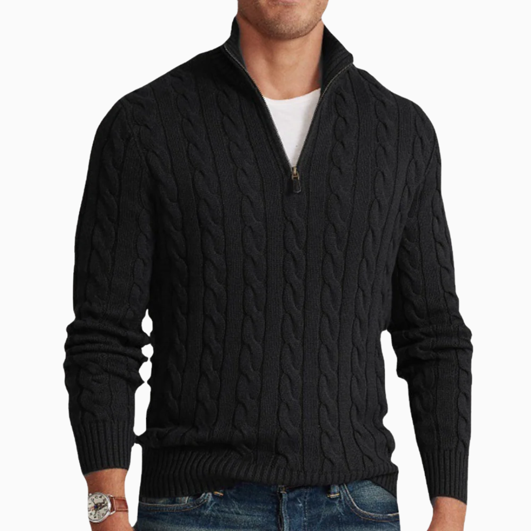 Daniel pull homme maille torsadée demi-zip