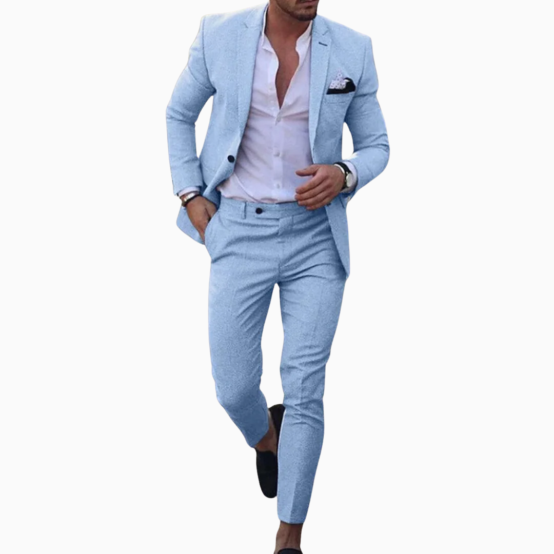 Costume homme veste et pantalon coupe ajustée fermeture boutonnée