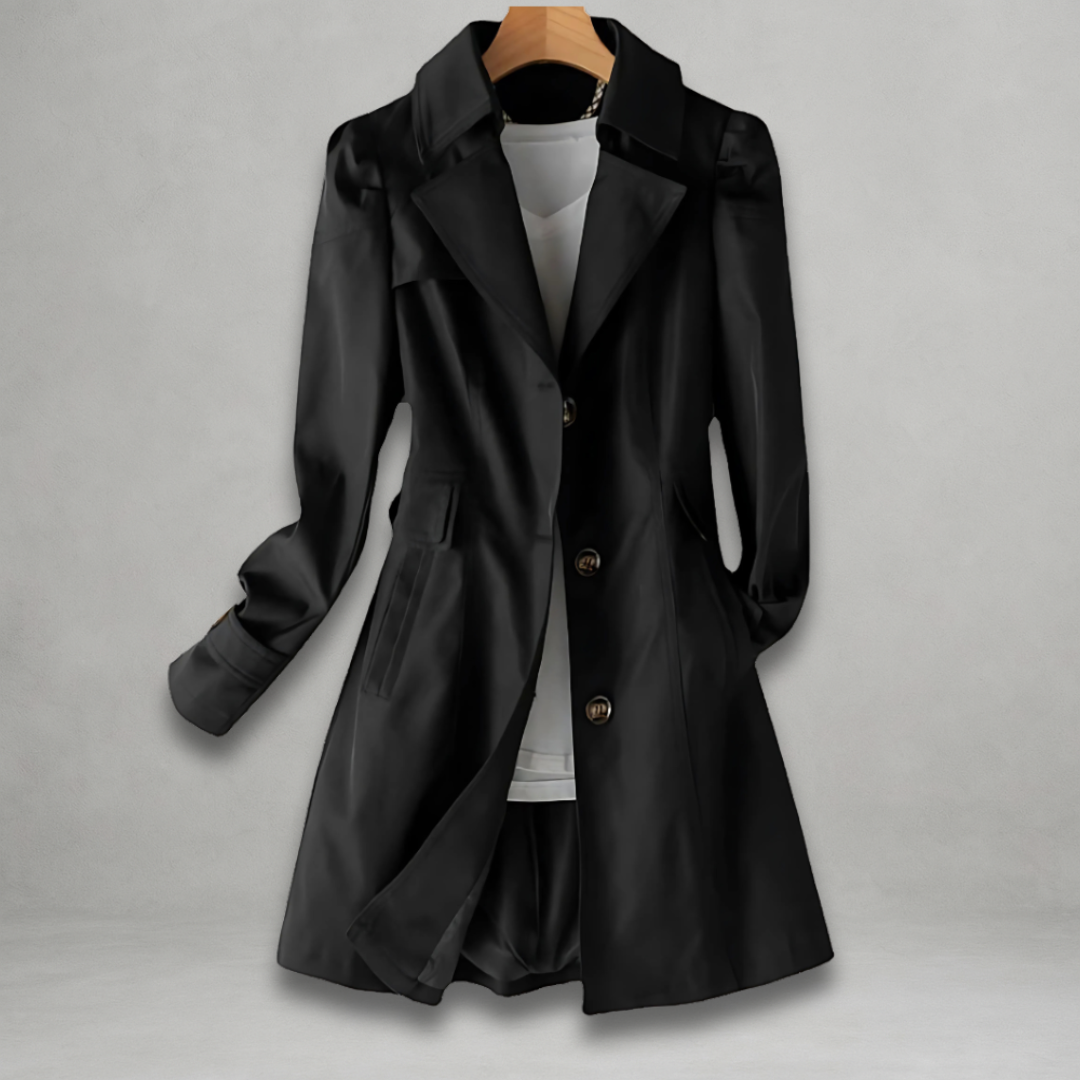 Trench-coat femme classique en coton mélangé – manteau mi-long à col revers et fermeture boutonnée