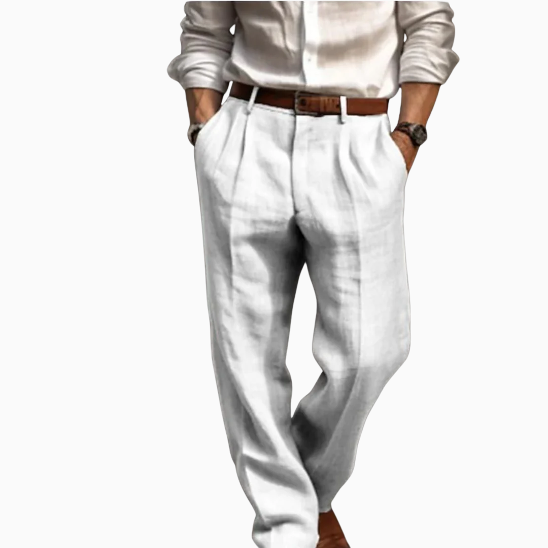 Julian pantalon homme confortable coupe droite avec plis style habillé