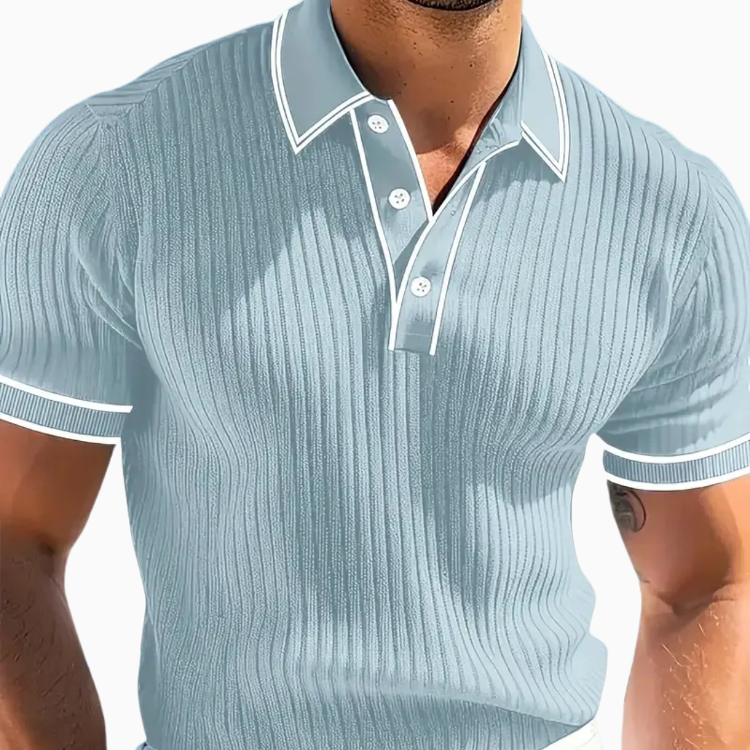 Polo Homme Slim – Texture Côtelée Finition Contrastée | Moderne & Estival