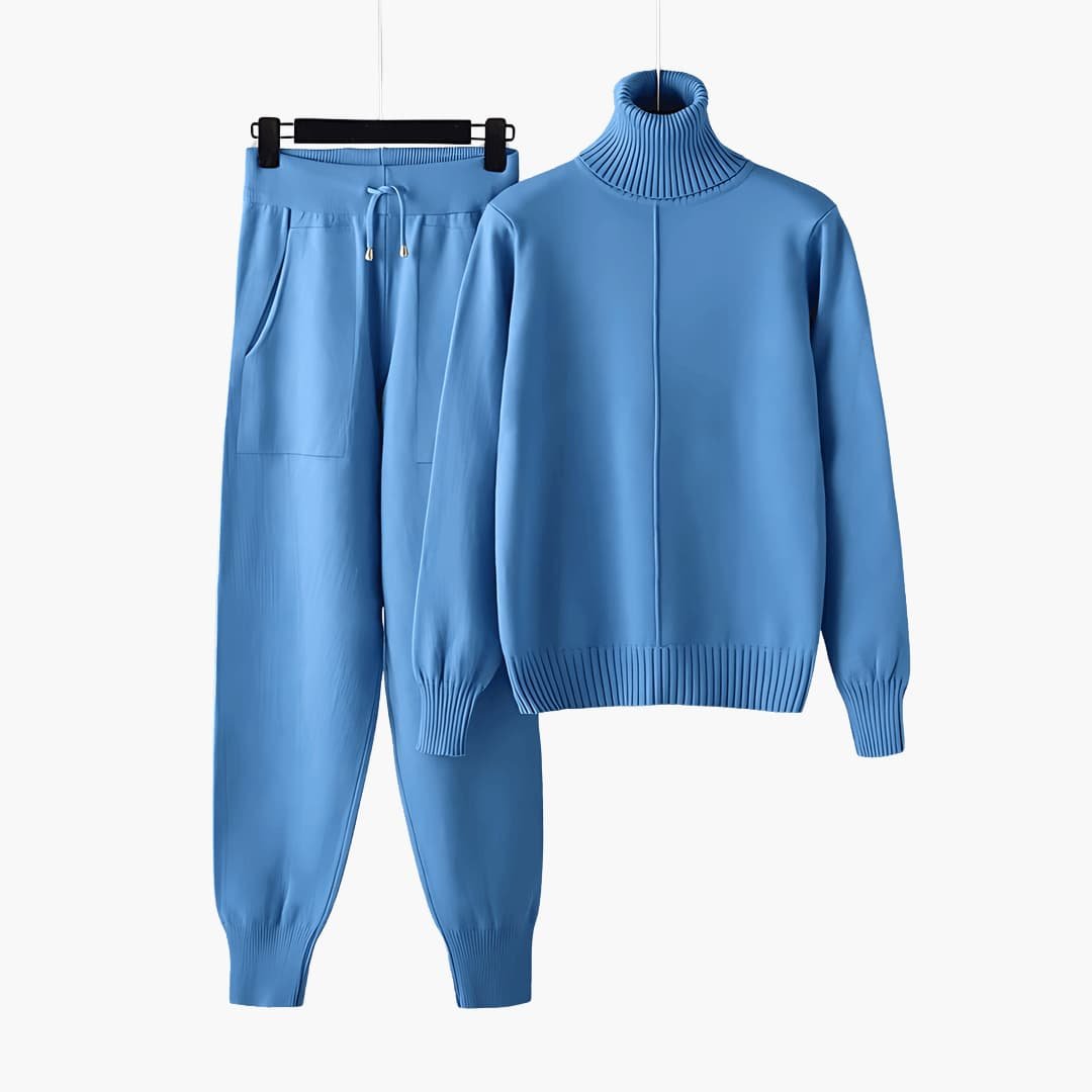 Ensemble Col Roulé Côtelé Femme – Pull & Pantalon Taille Unique | Lainey Loungewear Hiver