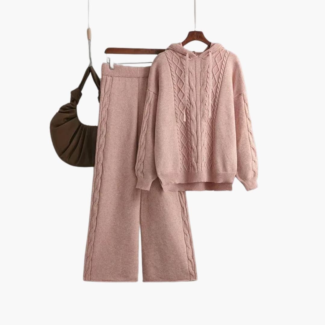 Ensemble Hoodie Oversize & Pantalon Large Femme – Maille Douce Taille Unique | Natalie Hiver