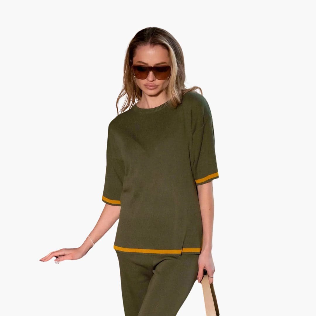 Ensemble Deux Pièces Femme Maille Texturée – Pull & Pantalon | Victoria Style Hiver Automne