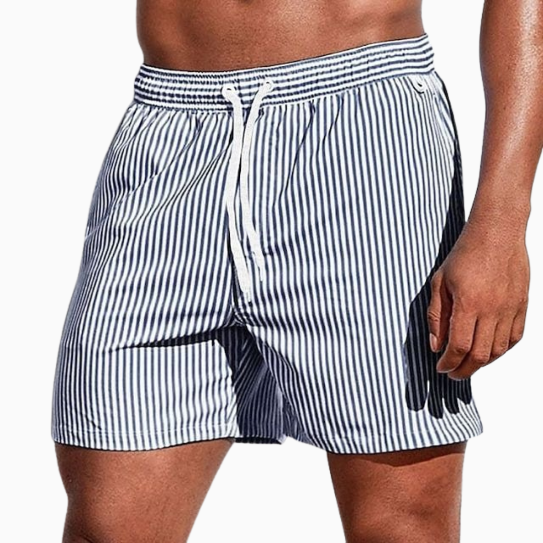 Short de Bain Homme Rayé – Taille Élastique Séchage Rapide | Plage & Piscine Été
