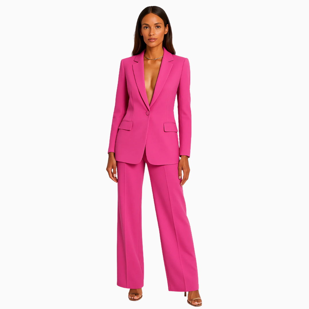 Ensemble Femme Blazer Cintré & Pantalon Large – Fermeture Boutonnée | Look Chic Garanti