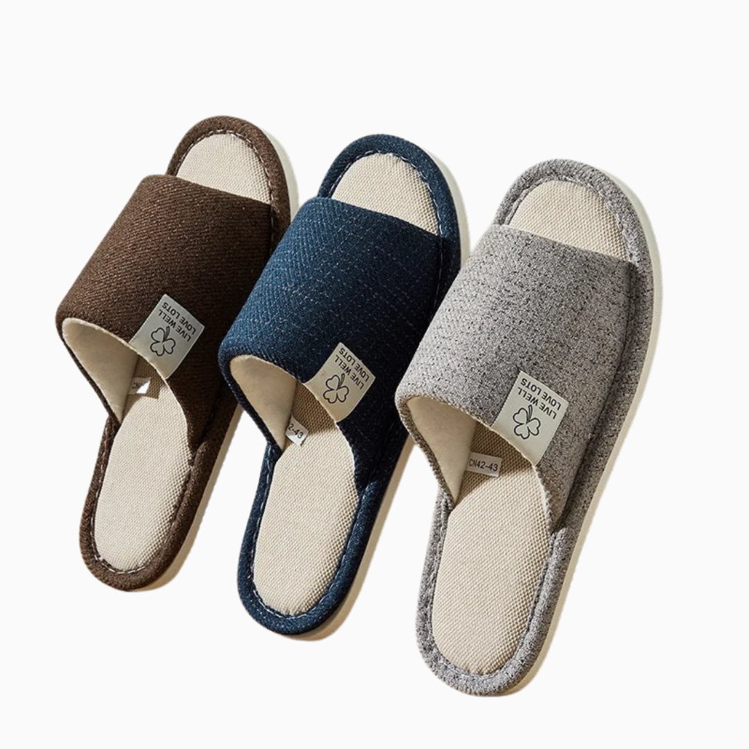 Chaussons ouverts homme textile respirant semelle souple confort maison