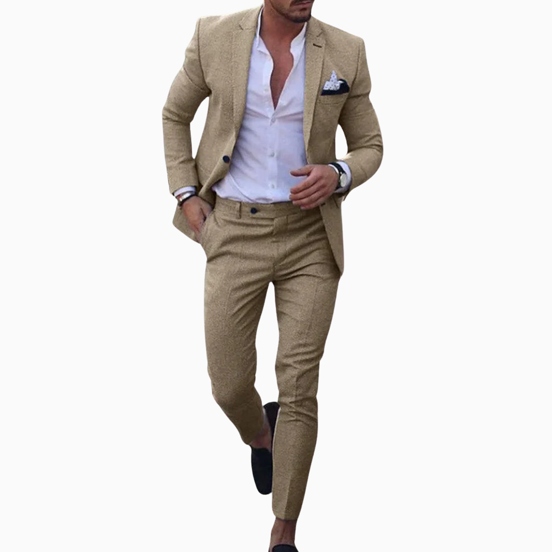 Costume homme veste et pantalon coupe ajustée fermeture boutonnée