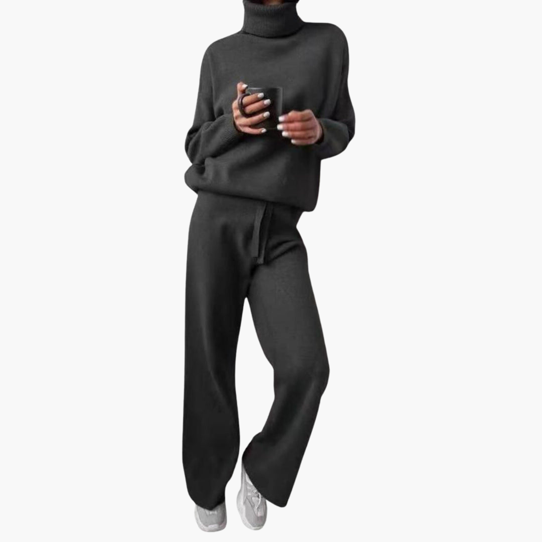 Ensemble Col Roulé Tricot Femme – Pull & Pantalon Coordonné | Everly Loungewear Hiver