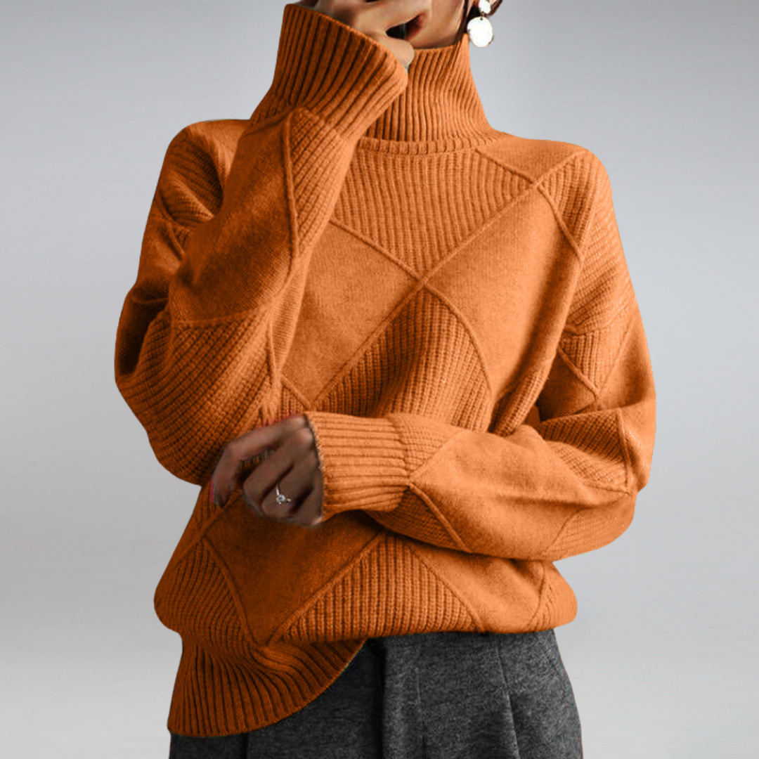 Pull Femme Col Roulé – Maille Douce Manches Longues | Style Tendance & Confort Hiver