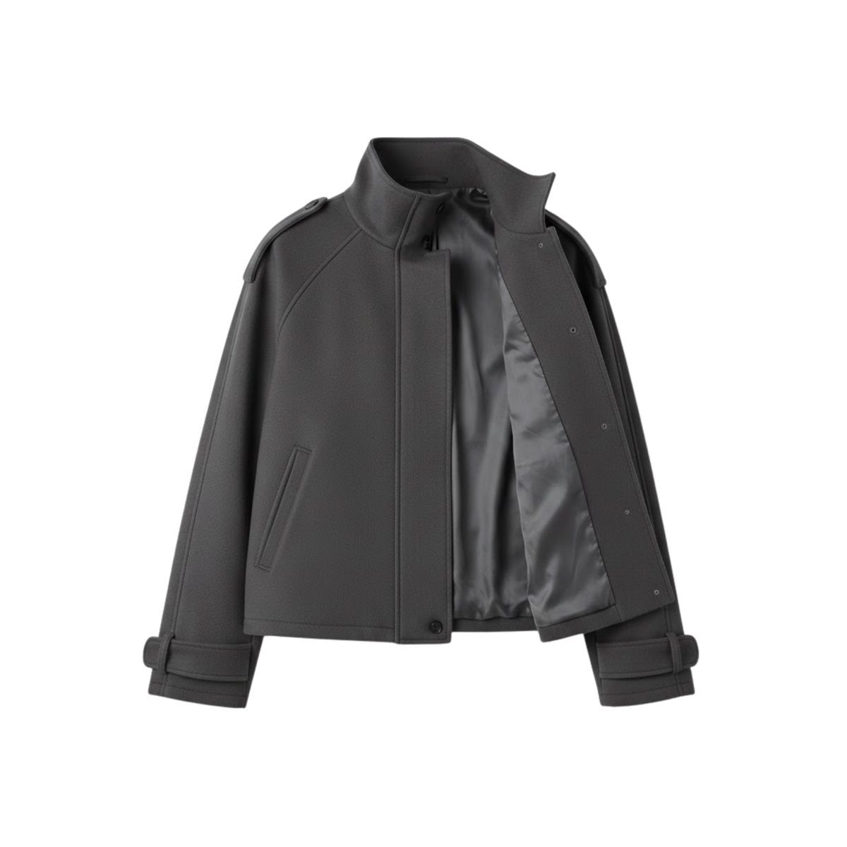Veste Courte Hiver Femme Mélange de Laine – Manteau Court Col Montant | Style Urbain Chic