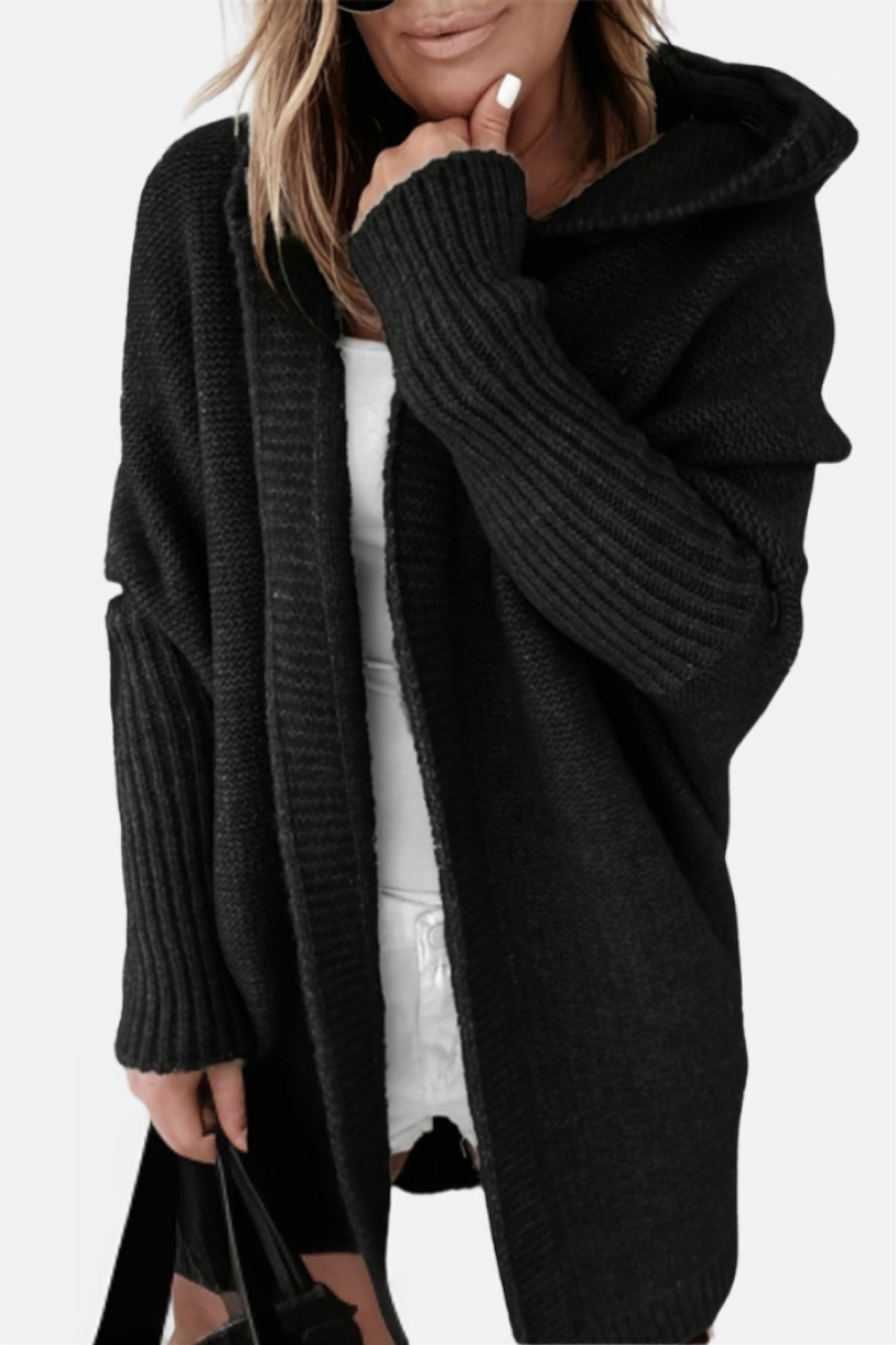 Cardigan Oversize Femme Capuche Maille Douce – Coupe Ample Confort | Nataly Edition Cosy