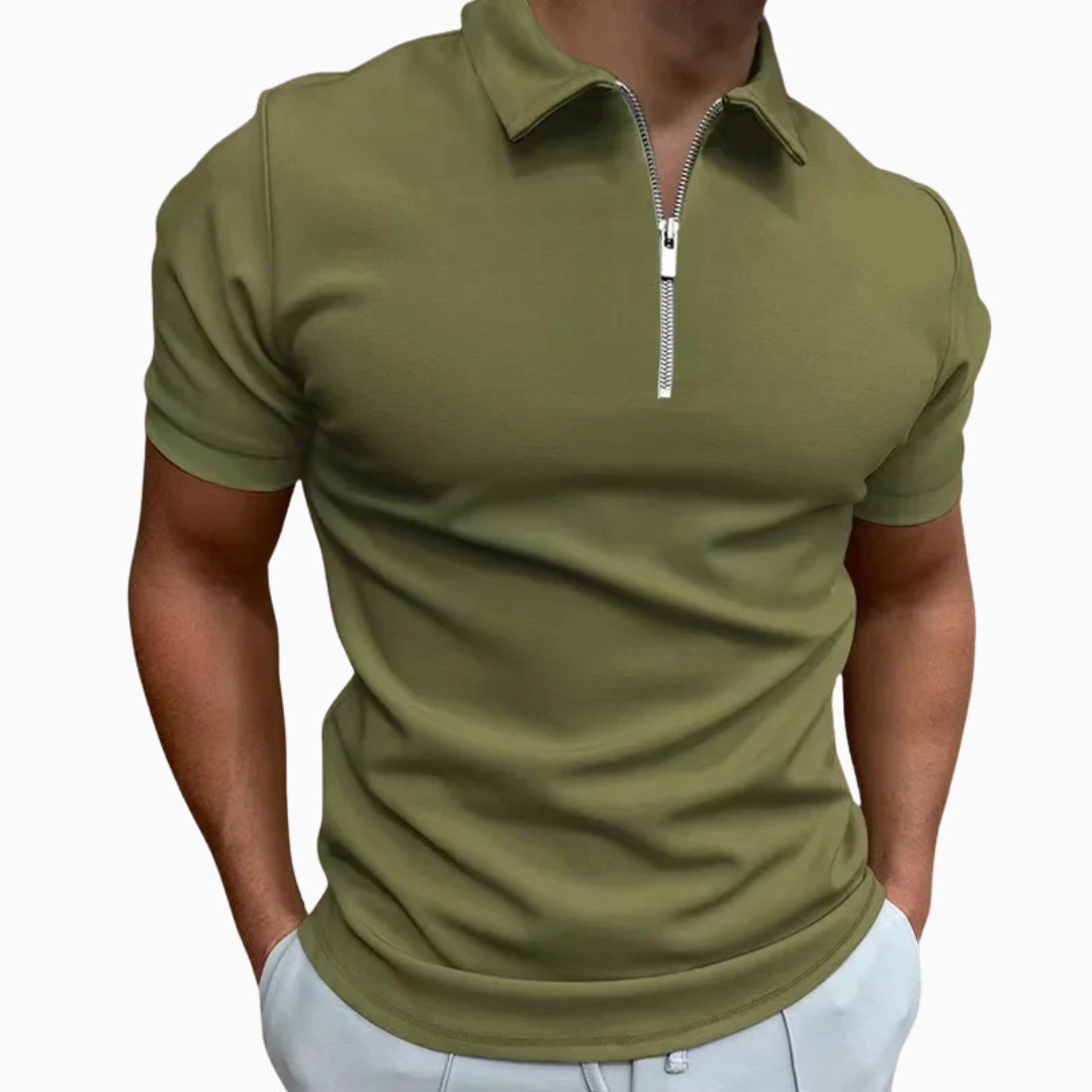 Polo Homme Zippé – Coupe Ajustée Tissu Respirant | Style Sportif Chic