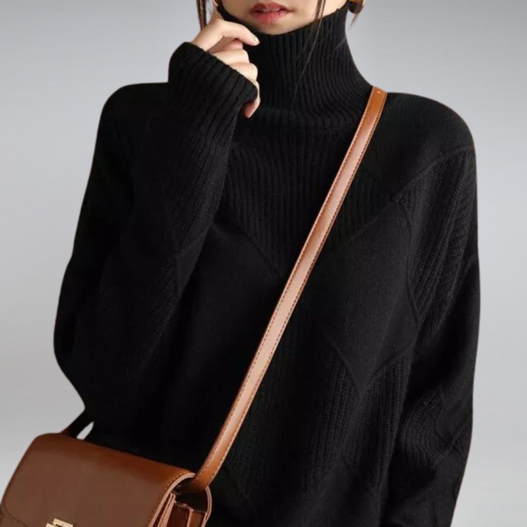 Pull Femme Col Roulé – Maille Douce Manches Longues | Style Tendance & Confort Hiver
