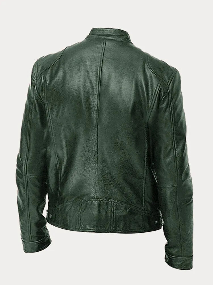 Veste Homme Similicuir – Fermeture Zippée Col Montant | Style Moderne Casual Automne Hiver