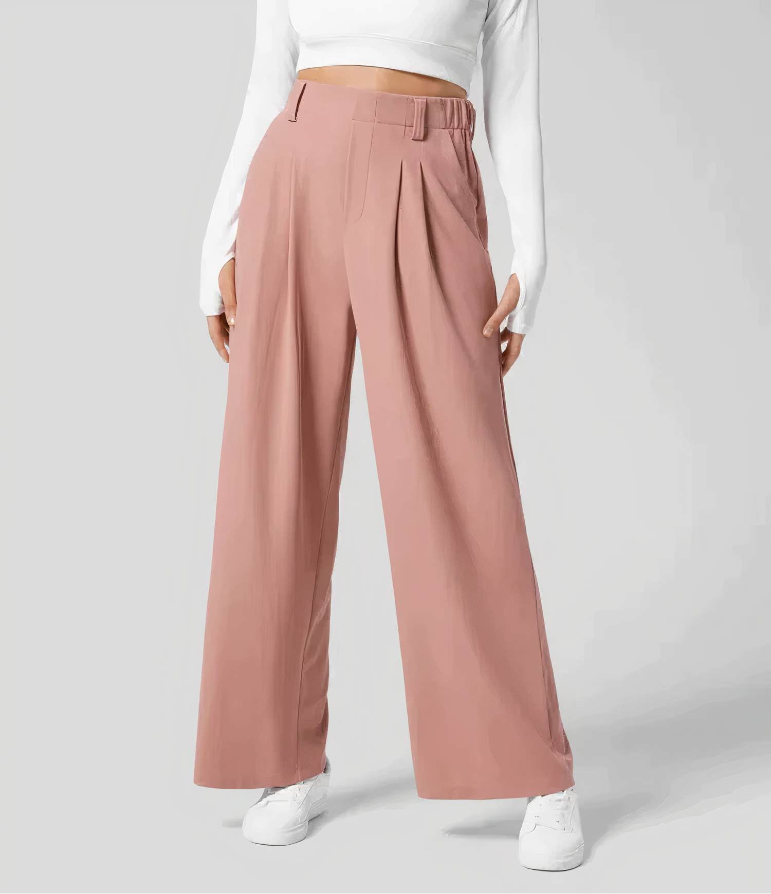 Aurélie pantalon femme à plis avec jambes droites et larges