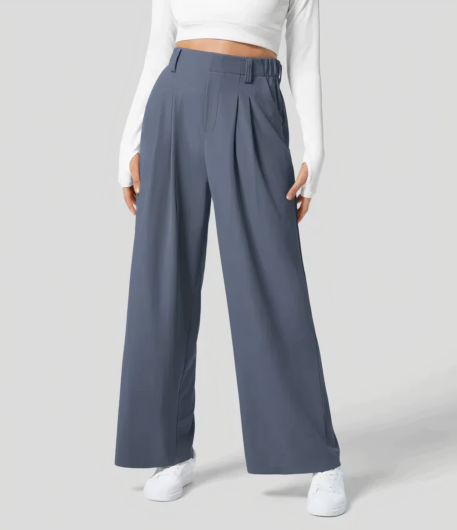 Aurélie pantalon femme à plis avec jambes droites et larges