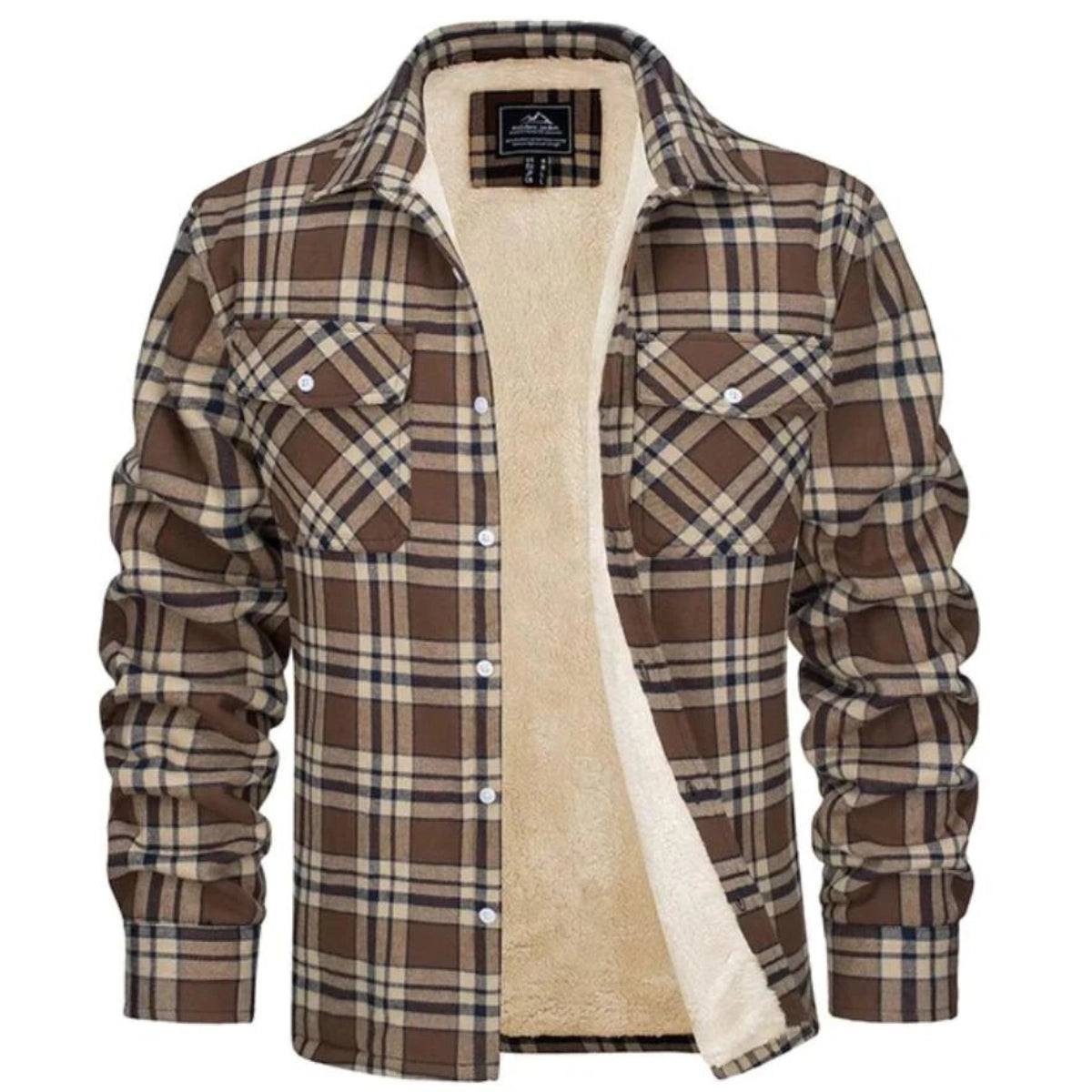 Veste Homme à Carreaux Sherpa – Fermeture Boutonnée Doublure Polaire | Style Casual Hiver