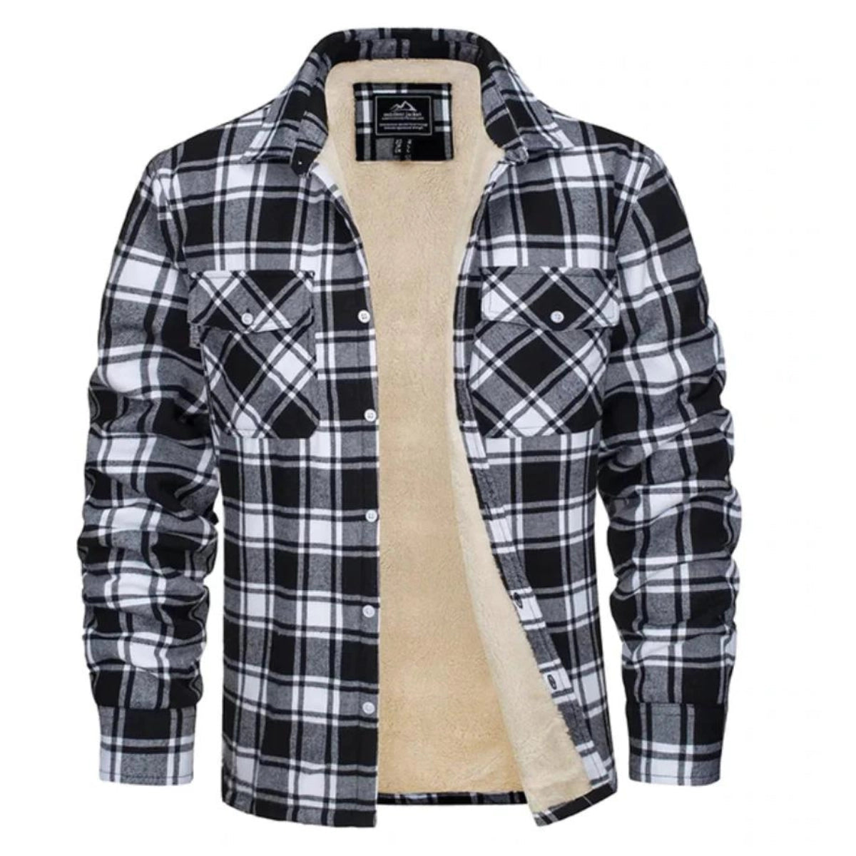 Veste Homme à Carreaux Sherpa – Fermeture Boutonnée Doublure Polaire | Style Casual Hiver
