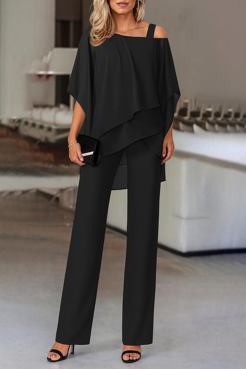 Ensemble Femme Soirée – Top & Pantalon Large Satiné | Style Luxueux & Élégant Occasions Chic